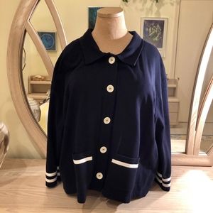 Navy Blue French Terry Jacket XL - patch pockets